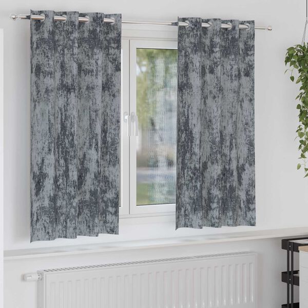 vidaXL Samtvorh&auml;nge mit Vorh&auml;ngen 2 pcs Silber Grau 175 x 140 cm Samt