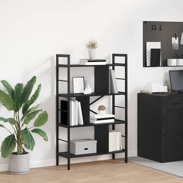 vidaXL B&uuml;cherregal Schwarz Eichen-Optik 75 x 30 x 123,5 cm