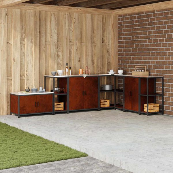 vidaXL K&uuml;chenaufbewahrung mit Regal Rostig 60 x 50 x 92 cm Stahl