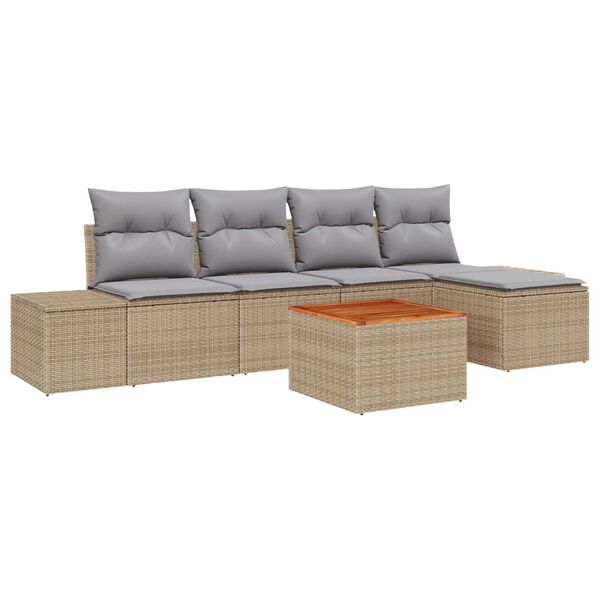 vidaXL Garten-Sofa-Set 6 pcs Beige und Hellgrau
