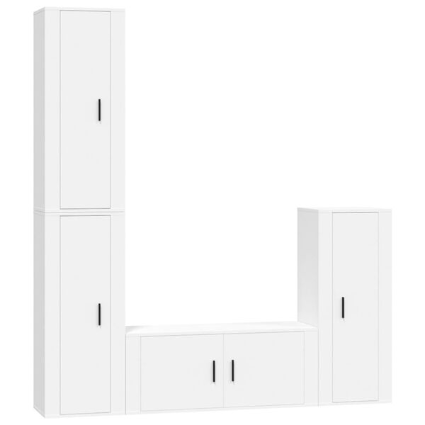 vidaXL 4-tlg. TV-Schrank-Set Wei&szlig; Holzwerkstoff