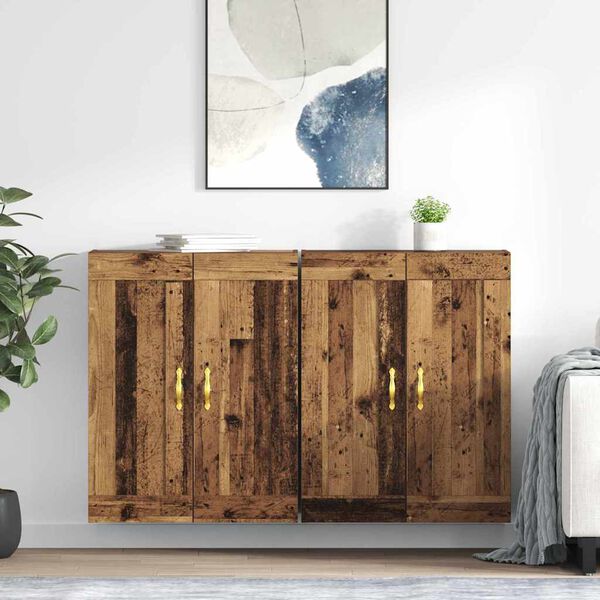 vidaXL Wandmontierter Schrank 2 pcs Altholz 69,5 x 34 x 90 cm