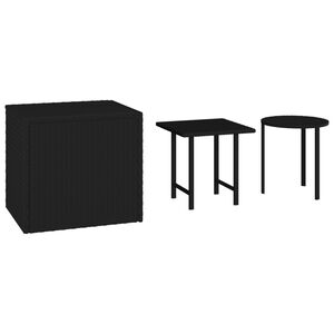 vidaXL Beistelltische 3 Stk. Schwarz Poly Rattan