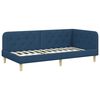 vidaXL Eckbettgestell mit Matratze mit Kopfteil Blau 90 x 200 cm Stoff