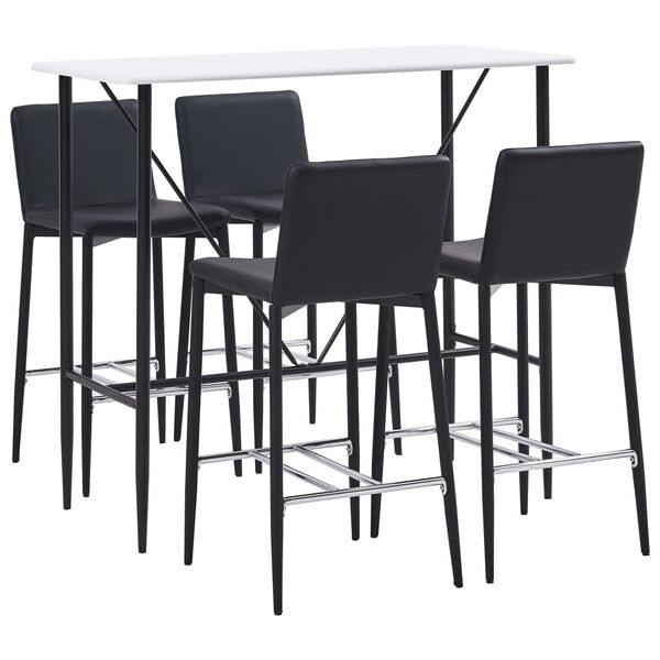 vidaXL 5-tlg. Bar-Set Kunstleder Schwarz