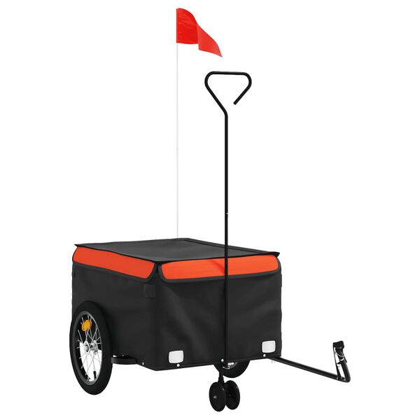 vidaXL Fahrradanhänger Schwarz und Orange 45 kg Eisen