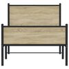 vidaXL Metallbett ohne Matratze Sonoma-Eiche 90x190 cm