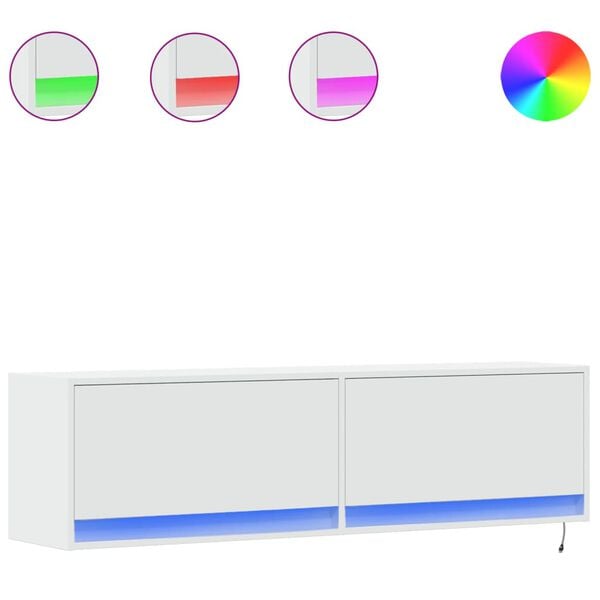 vidaXL TV-Wandschrank mit LED-Beleuchtung Wei&szlig; 140x31x38 cm