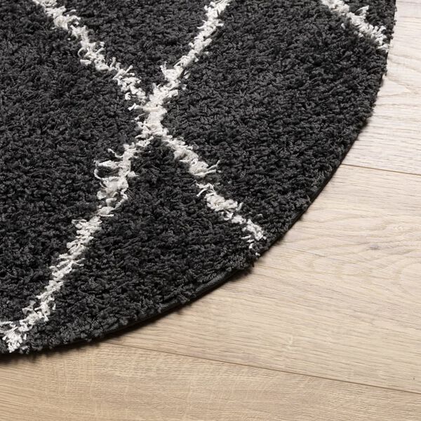 vidaXL Shaggy-Teppich PAMPLONA Hochflor Modern Schwarz Creme &Oslash; 280 cm