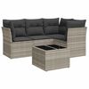 vidaXL 5-tlg. Garten-Sofagarnitur mit Kissen Hellgrau Poly Rattan