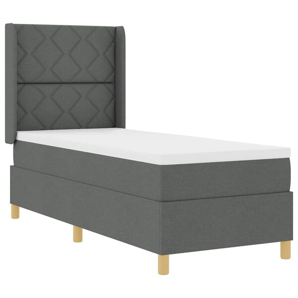 vidaXL Boxspringbett mit Matratze mit LED Grau 80 x 200 cm Stoff