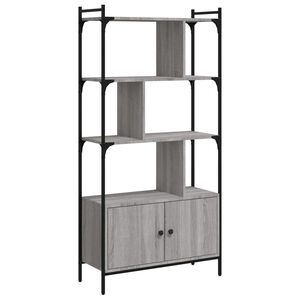 vidaXL B&uuml;cherregal mit T&uuml;ren Grau Sonoma 76,5x30x154,5cm Holzwerkstoff