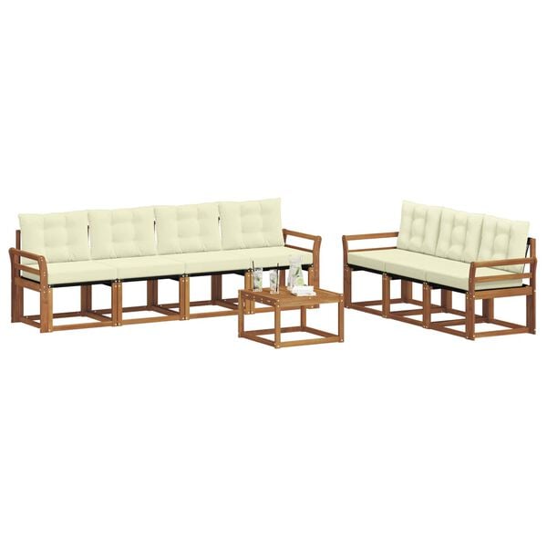 vidaXL Outdoor-Sofagarnitur mit Kissen 8 pcs Natur und Creme
