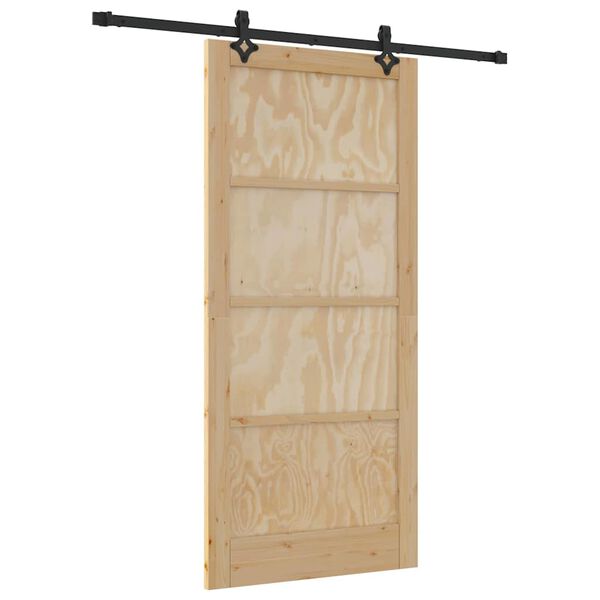 vidaXL Schiebet&uuml;r Nat&uuml;rlich und Schwarz 93 x 202 cm