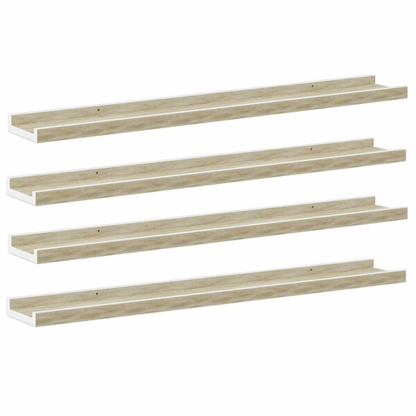 vidaXL Wandregale 4 Stk. Wei&szlig; und Sonoma-Eiche 80x9x3 cm