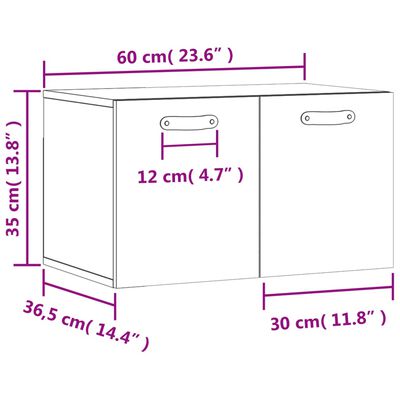 vidaXL Wandschrank Schwarz 60x36,5x35 cm Holzwerkstoff