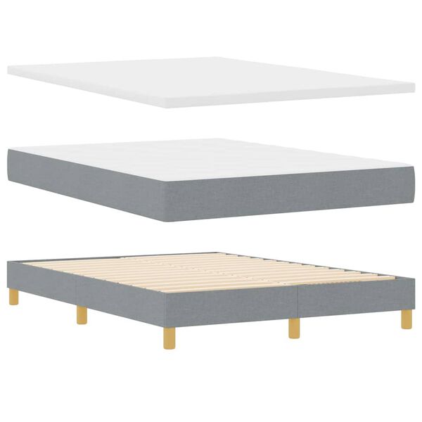 vidaXL Boxspringbett mit Matratze Hellgrau 140 x 190 cm Stoff