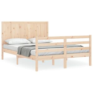 vidaXL Massivholzbett mit Kopfteil 140x200 cm