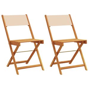 vidaXL Klappst&uuml;hle, 2 St&uuml;ck, beige, Massivholz Akazie und Stoff