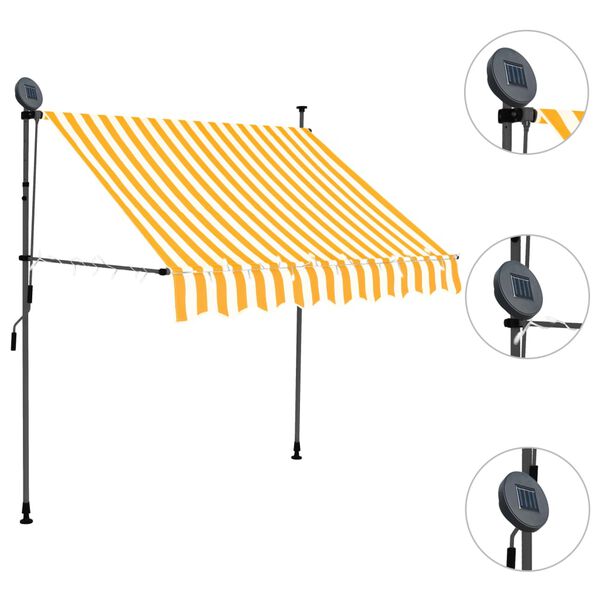 vidaXL Einziehbare Markise Handbetrieben mit LED 100 cm Wei&szlig; Orange