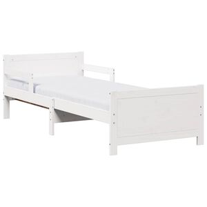 vidaXL Bettrahmen mit Matratze Wei&szlig; 80 x 200 cm Massives Kiefernholz