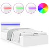 vidaXL Bett mit Bettkasten Hydraulisch LED Wei&szlig; Kunstleder 100x200 cm