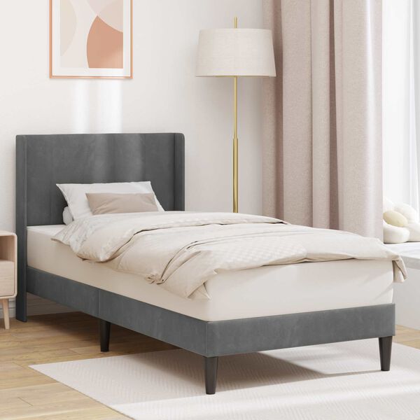 vidaXL Bettrahmen mit Kopfteil Dunkelgrau 80 x 200 cm Samt