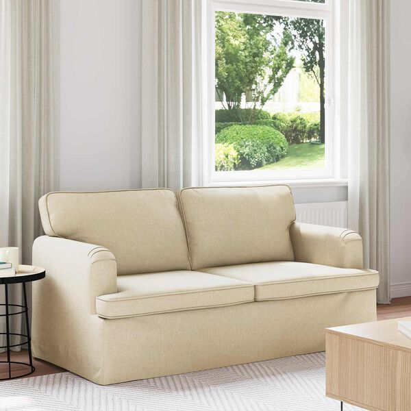 vidaXL Sofa 140cm Creme Metall