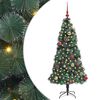 vidaXL K&uuml;nstlicher vorbeleuchteter Weihnachtsbaum mit Kugelset Gr&uuml;n