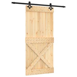 vidaXL Schiebet&uuml;r Nat&uuml;rlich und Schwarz 95 x 210 cm Massivkiefer