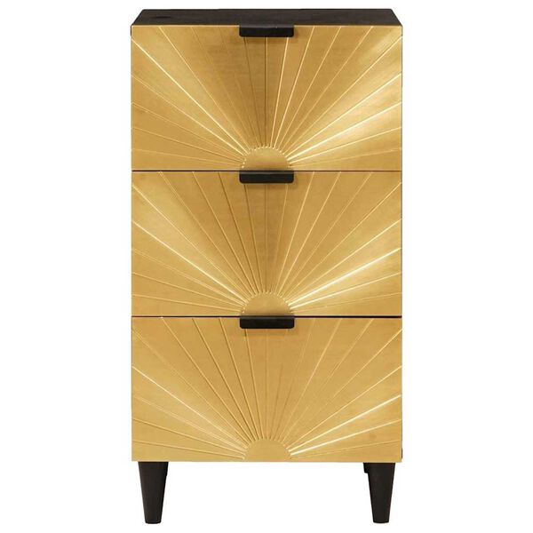 vidaXL Sideboard Schwarz und Gold 40 x 33 x 75 cm massives Mangoholz