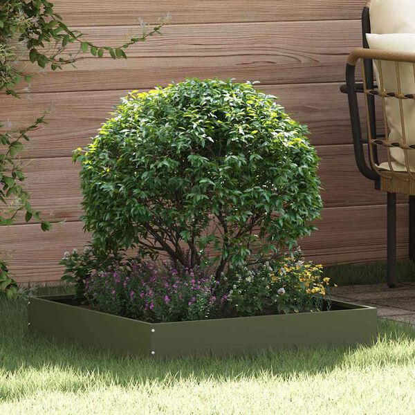 vidaXL Raseneinfassung Olive Gr&uuml;n 60 x 60 x 13 cm Stahl