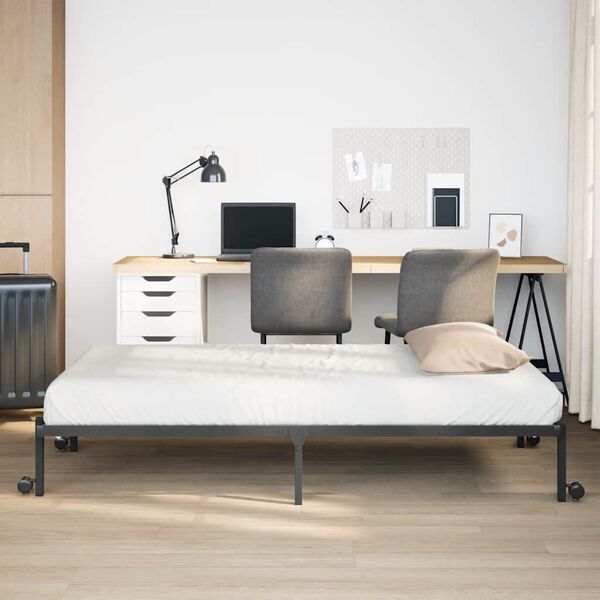 vidaXL Bettgestell ohne Matratze Klappbar Schwarz 100x190 cm Stahl