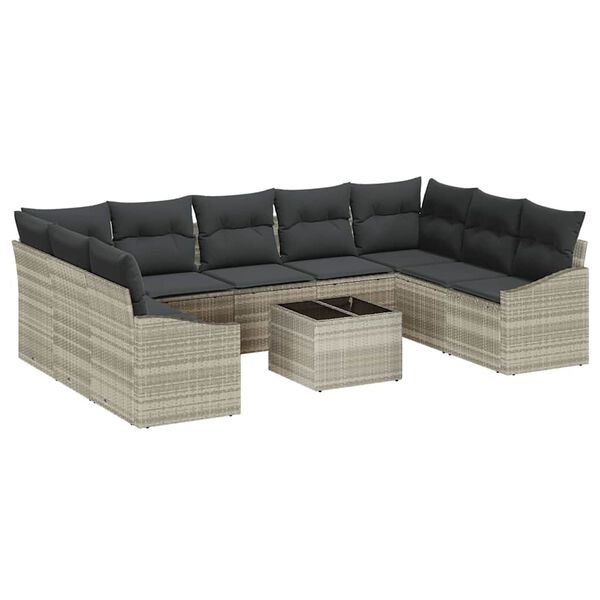 vidaXL Gartensofa-set mit Speicher Hellgrau Poly-Rattan
