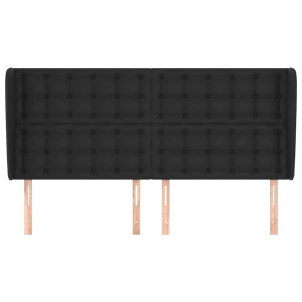 vidaXL Kopfteil mit Ohren Schwarz 203x23x118/128 cm Kunstleder