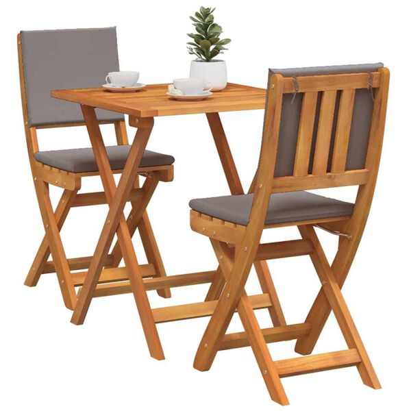 vidaXL Bistrogarnitur mit Kissen 3 pcs &Ouml;l-Natur Massivholz Akazie