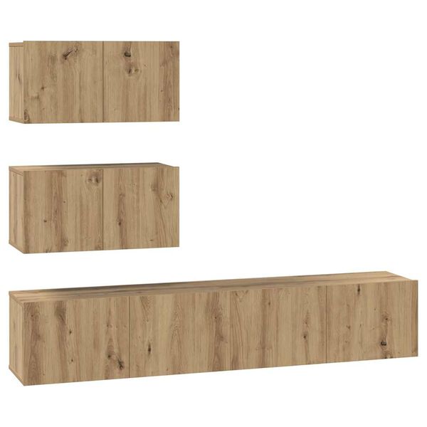 vidaXL TV-Schrankset Wandmontiert 4 pcs Artisan-Eiche Holzwerkstoff
