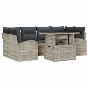 vidaXL Gartensofa-set 7 stk. Hellgrau Poly Rattan