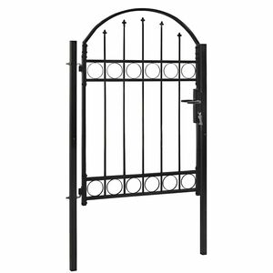 vidaXL Zauntor mit gew&ouml;lbter Oberseite Stahl 104 x 125 cm Schwarz