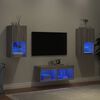 vidaXL 4-tlg. TV-Wohnwand mit LED-Leuchten Grau Sonoma