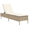 vidaXL Sonnenliege mit Auflage Beige Poly Rattan