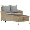 vidaXL Gartensofa 2-Sitzer mit Kissen & Tisch Beige Poly Rattan