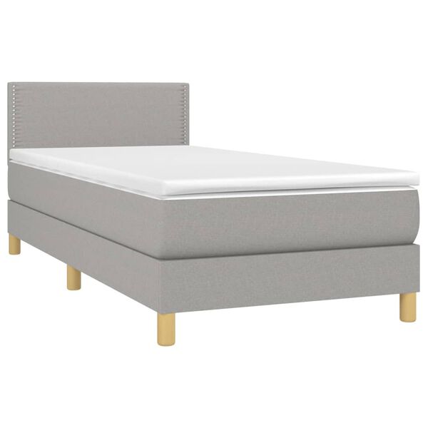 vidaXL Boxspringbett mit Matratze Hellgrau 90x190 cm Stoff