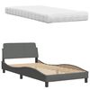 vidaXL Bett mit Matratze "Hanko" Dunkelgrau 100x200 cm Stoff