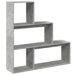 vidaXL Raumteiler-B&uuml;cherregal 3 Stufen Betongrau 123x29x123 cm