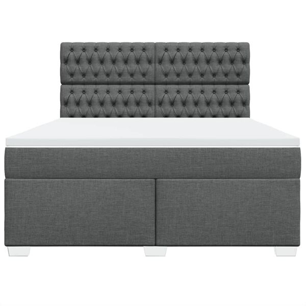 vidaXL Boxspringbett mit Matratze Dunkelgrau 180x200 cm Stoff