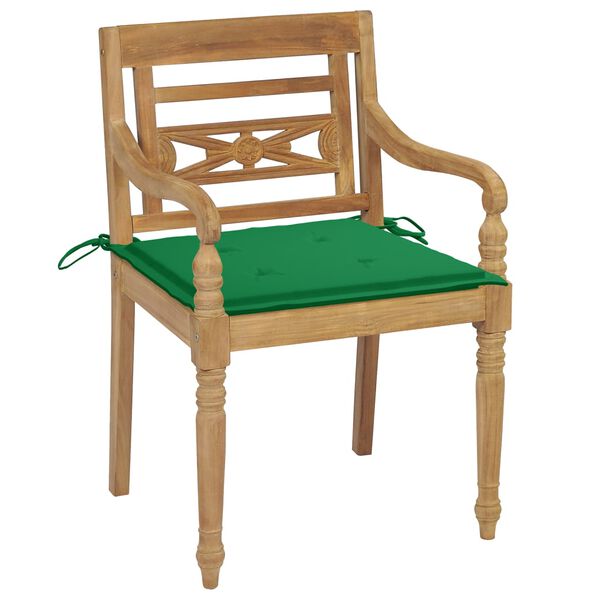 vidaXL Batavia-St&uuml;hle mit Kissen 4 Stk. Massivholz Teak