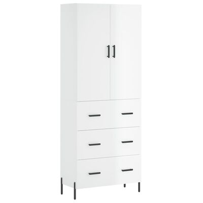 vidaXL Highboard Hochglanz-Weiß 69,5x34x180 cm Holzwerkstoff