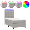 vidaXL Boxspringbett mit Matratze & LED Hellgrau 90x190 cm Stoff
