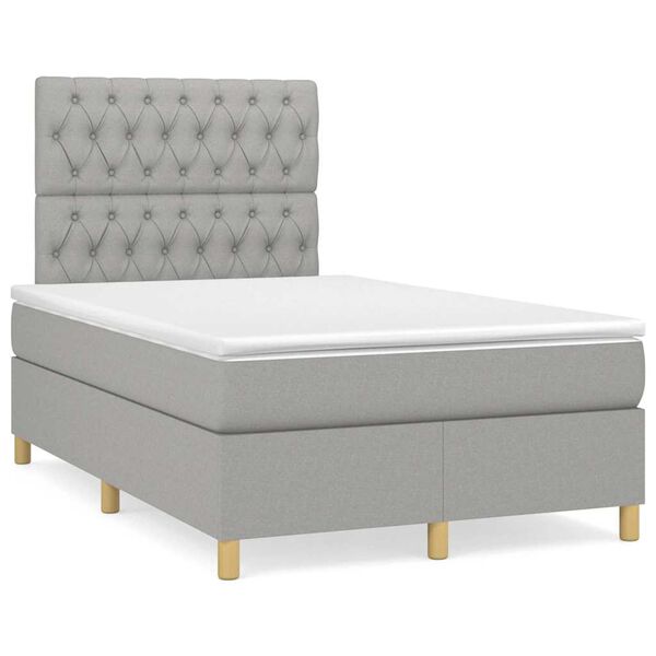 vidaXL Boxspringbett mit Matratze Hellgrau 120x190 cm Stoff